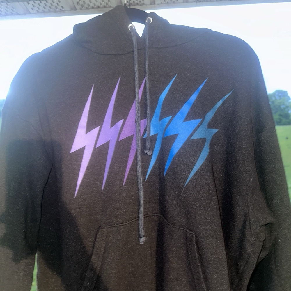 Aviator Nation Lighting Bolts Hoodie Sweatshirt USA Gray Size XSmall Adult RARE - Picture 2 of 7